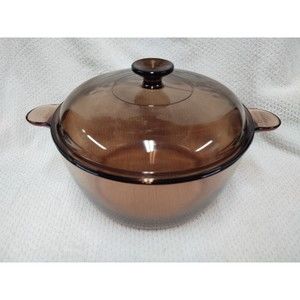 Corning Ware Visions Cookware Amber 4.5L/5 Qt Dutch Oven Stock Pot W/Lid USA